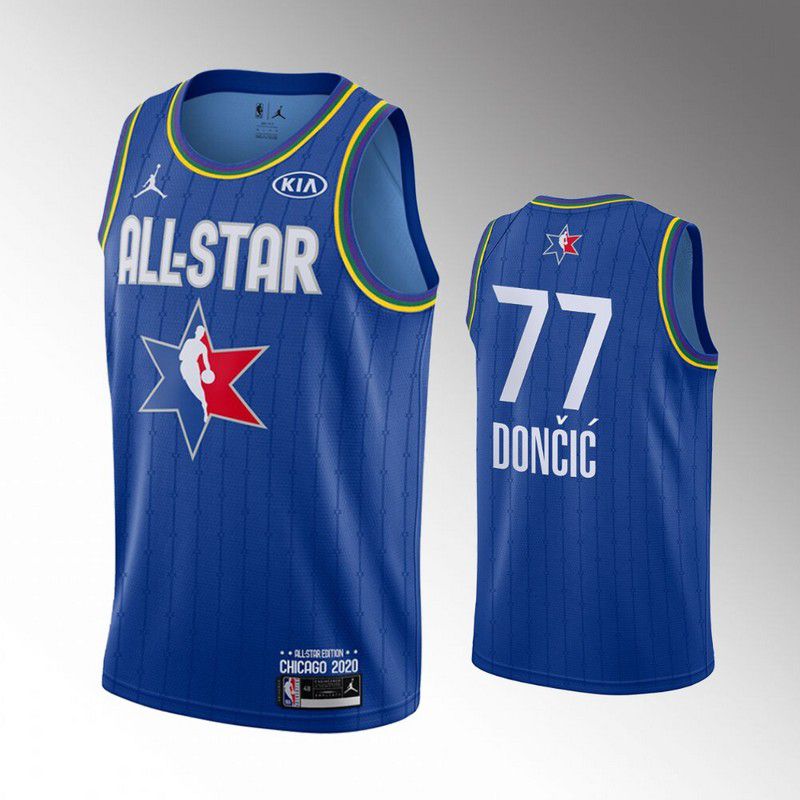 Men Dallas Mavericks #77 Doncic Blue 2020 All Star NBA Jerseys